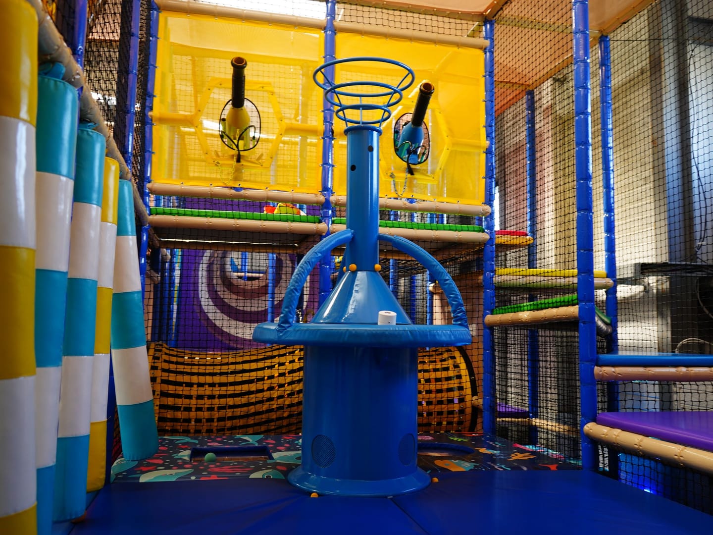 Wide view of the ball cannon play zone inside Main Play.