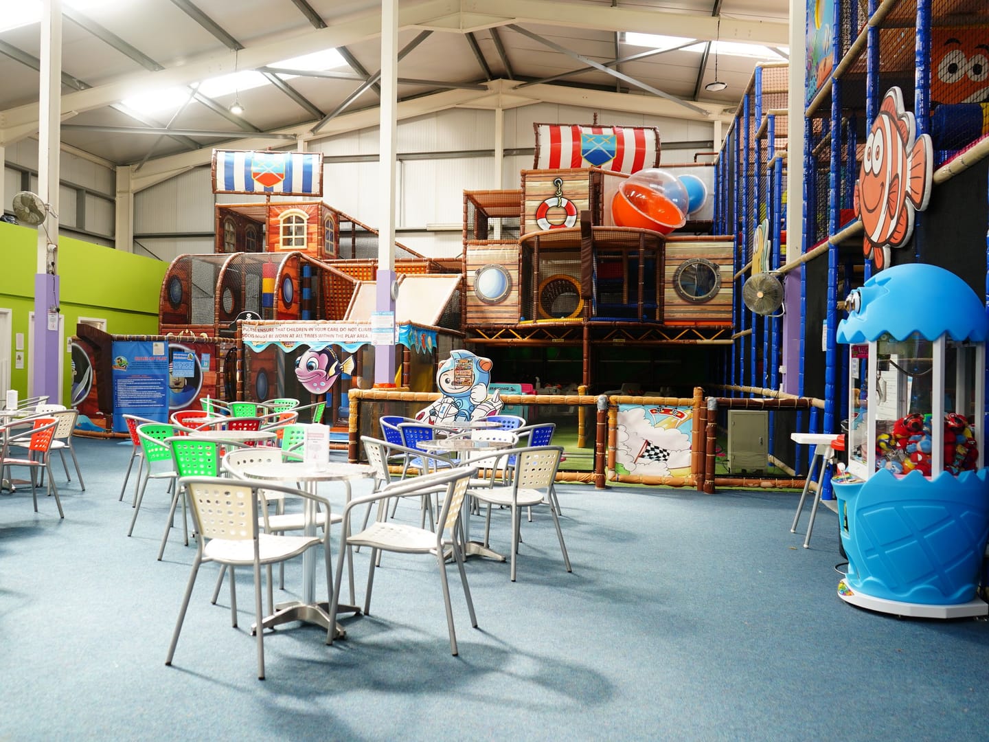 Wide view of the pirate ship frontage and multi-level Main Play structure.
